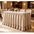 thumbnail image 6 of Khaki Checkered Ruffled Table Skirt, Detachable Wrap‑Around Table Curtain With Fastener Tape, Under‑Table Concealment Cover For Wedding Banquet, Buffet, Party, Podium Decoration (Khaki), 6 of 6