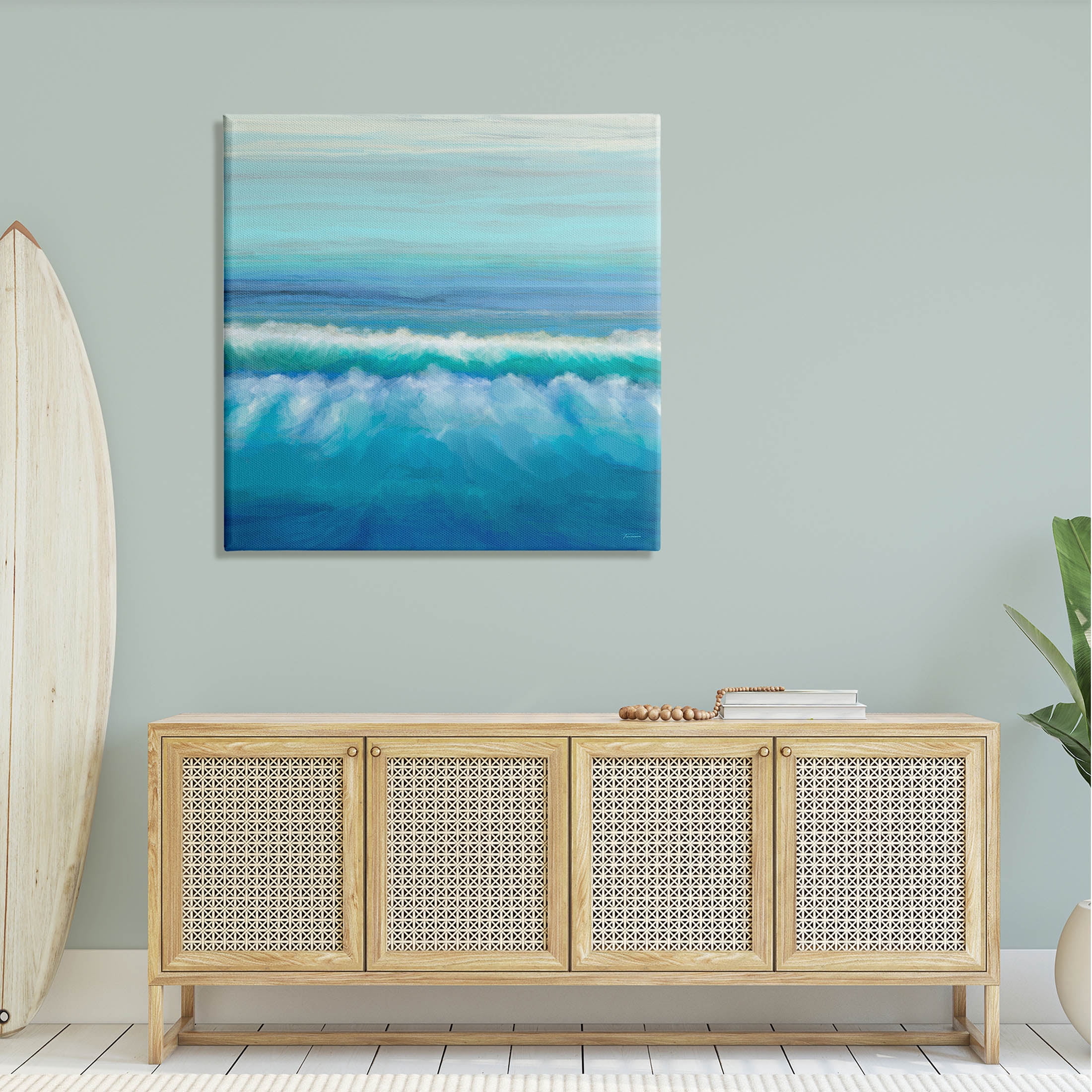 Nautical Ocean Rolling Waves Coastal Painting Gallery Wrapped Canvas Print Wall Art