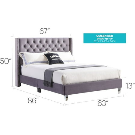 Glory Furniture Julie Full Bed in Gray Color