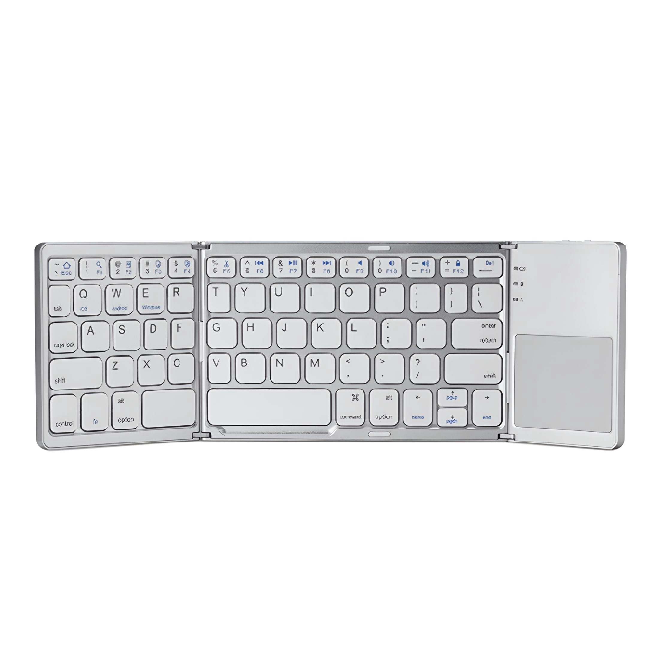 GJX Mini Folding Wireless Keyboard Bluetooth Portable Universal Foldable Touchpad for Android iOS Tablet Rechargeable Slim Lightweight Security Lock Screen for Travel Office Home