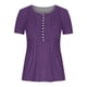 thumbnail image 4 of ICHUANYI Clearance Women's Fashion Casual Round Neck Pleated Solid Color Button Top Blouse(Purple, XL) ICHUANYI WER2023080709943, 4 of 5