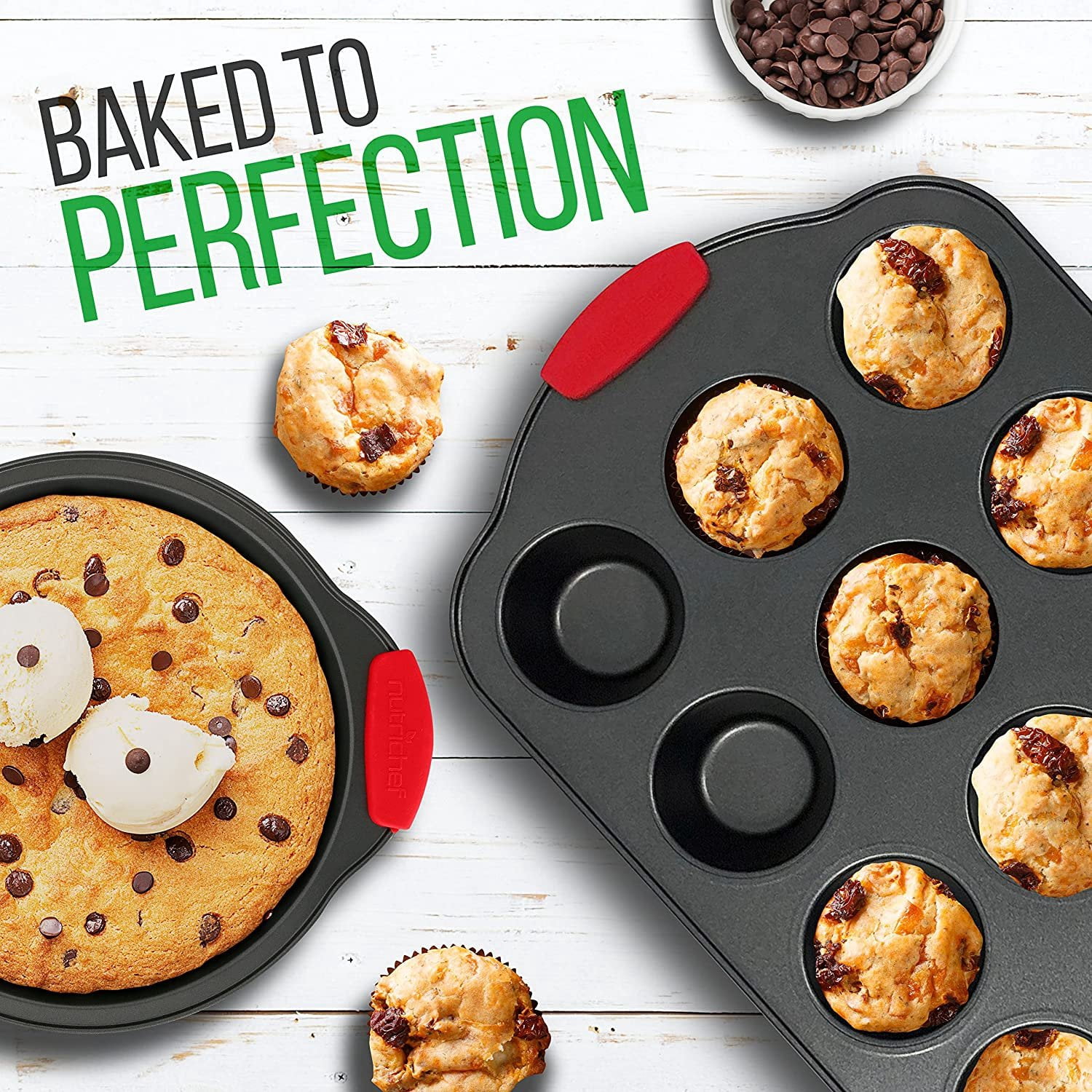 21-Piece Nonstick Cookware Set Heat Resistant Lacquer Kitchen Ware Pots Pan w/ Cool-Touch Handles, Saucepan, Fry Pans, Lid, Bakeware, For Gas Electric Ceramic Cooktops