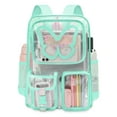 thumbnail image 5 of SANMADROLA Clear Backpack Heavy Duty Transparent Bookbag Teen Girlish Cute Bag Large Capacity See Through Backpacks Stadium Approved Daypack for Middle School College Sport/Travel, Green Butterfly, 5 of 9
