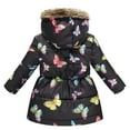 thumbnail image 3 of Mikilon Girls Outerwear Jackets & Coats Size 8-14 Years Floral Print Puffer Jacket Plus Velvet and Thicken Warm Windproof Coat Winter Thermal Outwear Jackets, 3 of 8