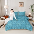 thumbnail image 4 of Feelyou Boho Bowknot Damask Twin Comforter Sets, Retro Turquoise Flower Bedding Set, 2pcs, 4 of 8