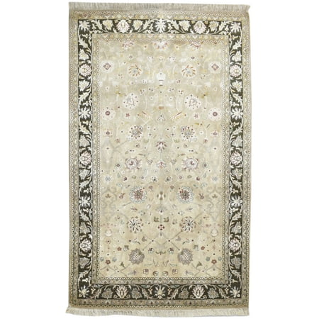 Hand Knotted Ivory Wool / Silk Rug 4X7 Persian Kashan Oriental Room Size Carpet — Hand Knotted  Made of Wool;Viscose (Viscoseette) — Handmade  Persian-Knot  Highly Durable Rug  Lasts for years — Low Pile Height  Normal Pile — Oriental Pattern  Regional Design: Kashan Traditional-Persian/Oriental Style Rug — Colors in this rug are Ivory — One of a Kind  Unique Size: 4  x 7  ft Rectangle Actual Size: 4  0  x 6  8  ft Color: Ivory KPSI: 225 Knots Thickness: 0.4 inches Has Backing? No Backing Material: N/A Material Details: Wool  Viscose (Silkette  Not Real Silk) Fringe?: Yes Rug Area: Room Size Rug