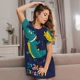 thumbnail image 3 of Picia Dinosau Space Explorer Pattern Women’s Nightdress – Casual Short-sleeved Loose-Fit Sleepwear, Soft Cotton Short-Sleeve Sleep Shirt for Relaxation & Comfort, 3 of 6