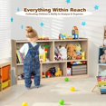 thumbnail image 4 of 2-Shelf Bookcase for Kids, Wooden Toy Storage Organizer for Books Toys, 5-Section Freestanding Classroom Daycare Shelf for Home Playroom, Hallway & Kindergarten (Natural), 4 of 18