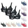 thumbnail image 4 of Hjlmsx Lace Bras for Women Lace Underwire Push Up Lace Embroidery Minimizer Bras Sexy Everyday Bras See Through Underwire Demi Sheer Mesh Bralette 3 Pack, 4 of 4