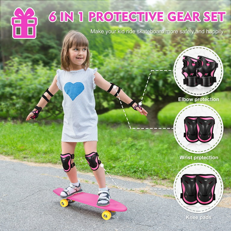 specielt svinekød konjugat MOVTOTOP Kids Skateboard Kit Complete Skateboard Downhill Longboard with Protective  Gears for Boys Girls Kids Beginners (Pink) - Walmart.com