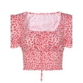 thumbnail image 6 of Qiylii Women Summer T-shirt Butterfly Puff Sleeve Square Collar Crop Tops, 6 of 9
