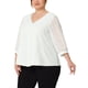 thumbnail image 4 of Blusa de encaje floral de cuello en V con botones y mangas 3/4 para mujer de tallas grandes Agnes Orinda 4X blanca, 4 of 6