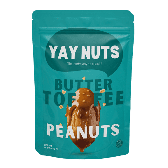 Yay Nuts Butter Toffee Peanuts, Sweet & Crunchy Gourmet Snack, 1 lb Resealable Bag