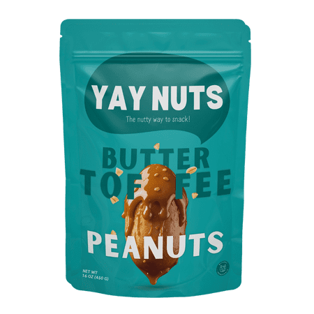 Yay Nuts Butter Toffee Peanuts, Sweet & Crunchy Gourmet Snack, 1 lb Resealable Bag