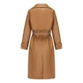 thumbnail image 6 of UTSJKR Women's Faux Leather Trench Coat 2024 Fall Winter Long Sleeve Belted Overcoat Trendy Loose Fit Lapel Button Down Jacket Brown M, 6 of 6