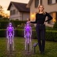 thumbnail image 4 of EclipseJewels Halloween Garden Stake Lights Outdoor Solar Decor 2-Pack - Two Glowing Skeleton LED Figurine Lamps, 3D Creepy Waterproof Skull Yard Stakes for Grave Lawn Patio Party,Purple, 4 of 4