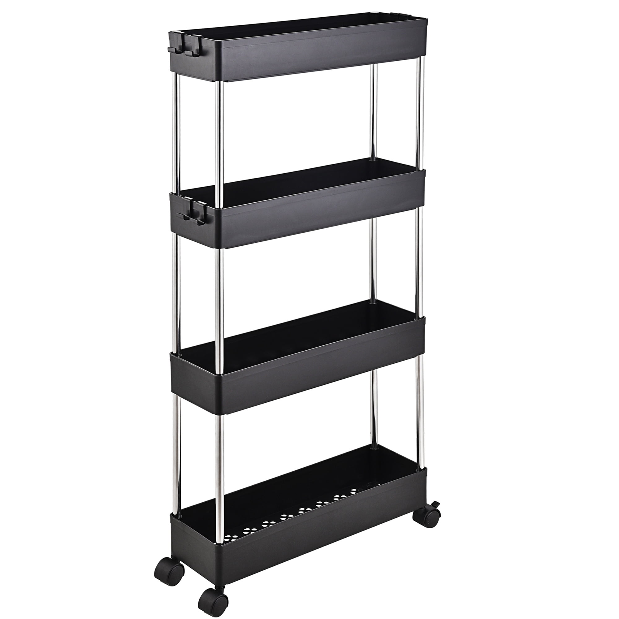 4Tier Slim Storage Cart,Bathroom Storage Organizer,Slim Rolling Cart