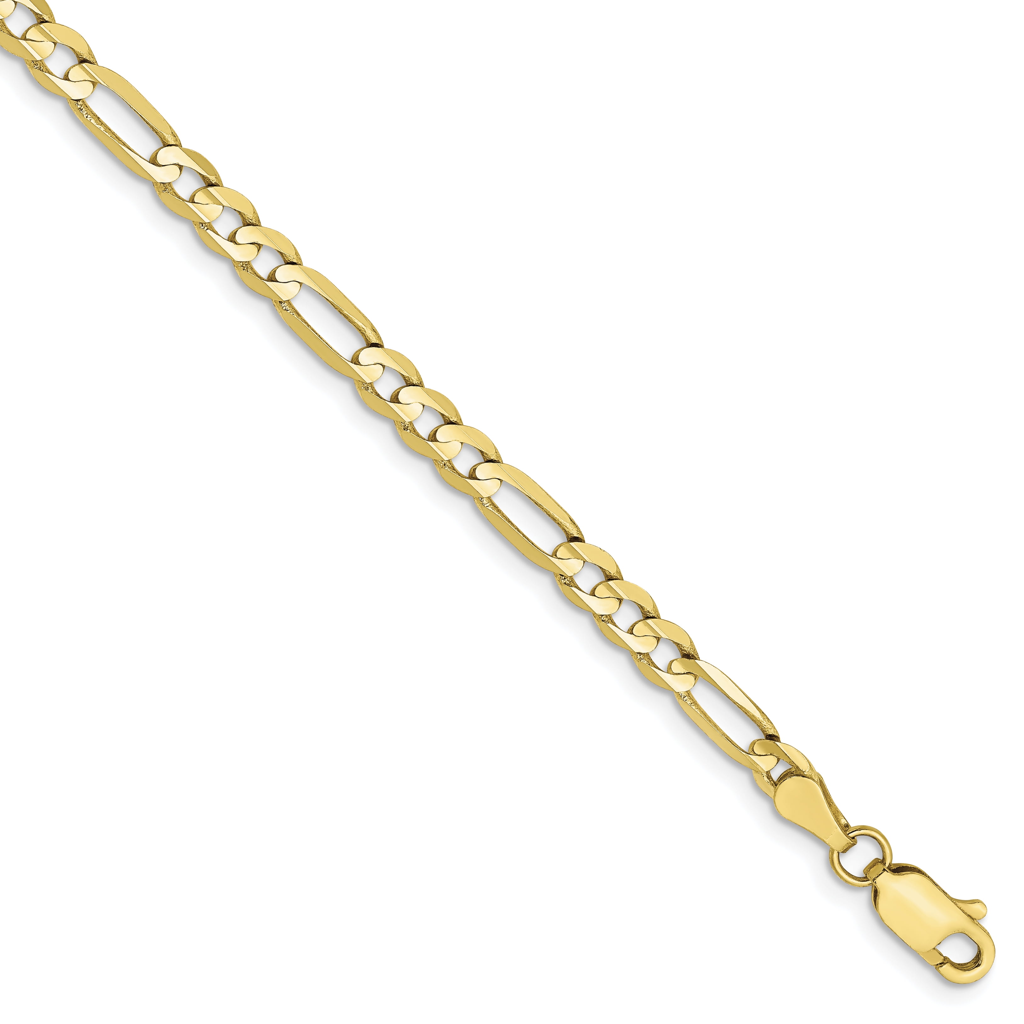 10K Yellow Gold 4mm Light Figaro Chain 