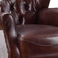 thumbnail image 2 of Faux Leather Upholstered Wooden Accent Chair with Tufted Back Brown, 2 of 5