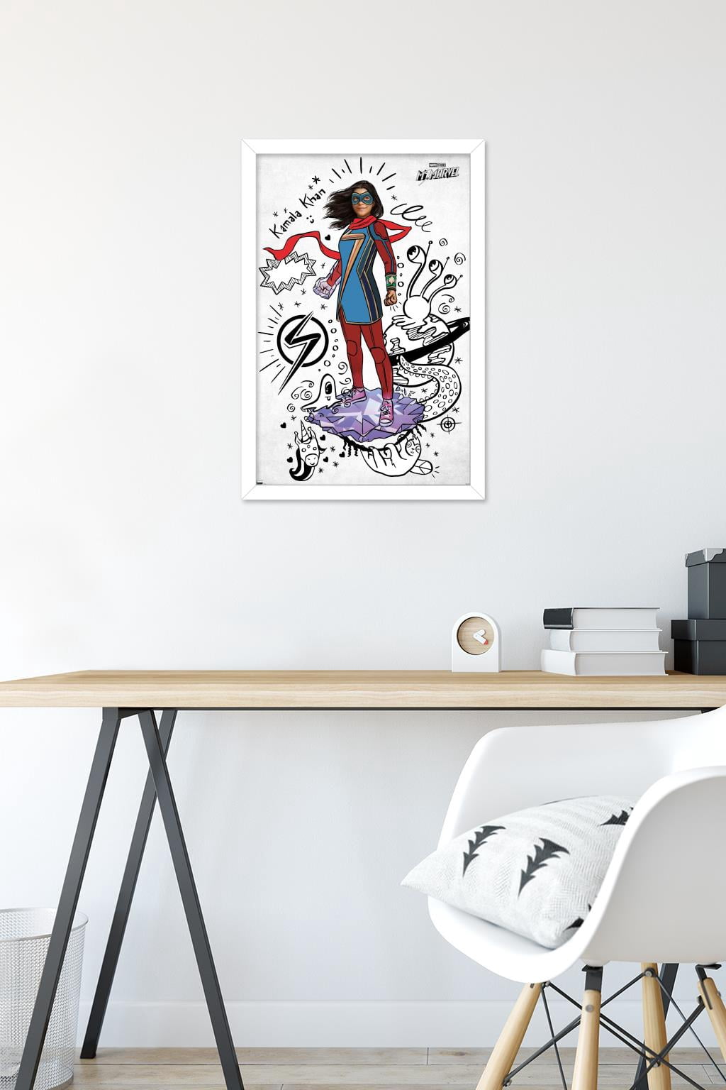 Marvel Ms. Marvel - Doodles Wall Poster, 14.725" x 22.375" Framed