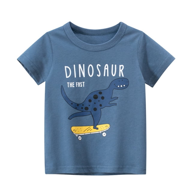 Vêtements de Sport pour Garçons Tout-Petits Enfants Bébés Garçons Dessin Animé Dinosaure Manches Courtes Col Rond T-Shirts Hauts Tee Vêtements pour 1-7 Ans