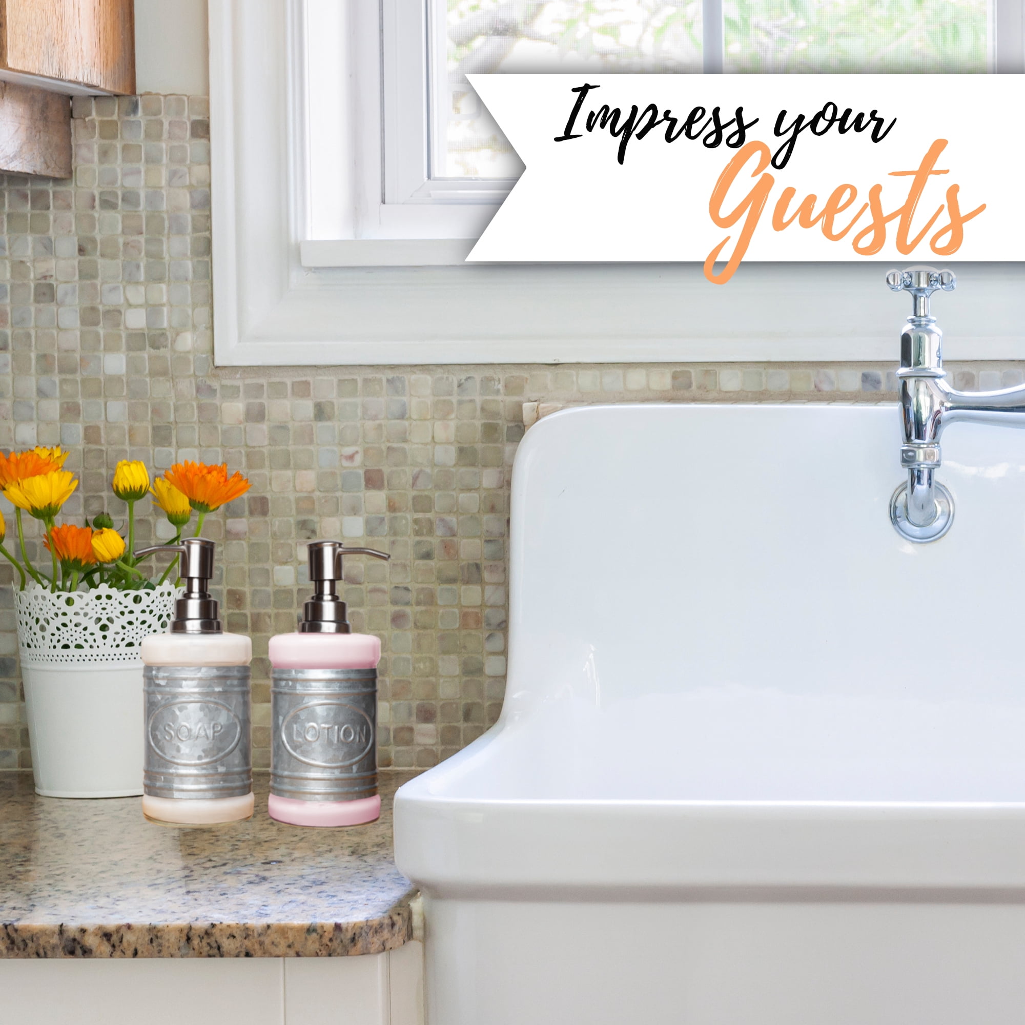Autumn Alley Glass Soap Dispenser and Lotion Dispenser Set - Farmhouse Bathroom Accessories Set