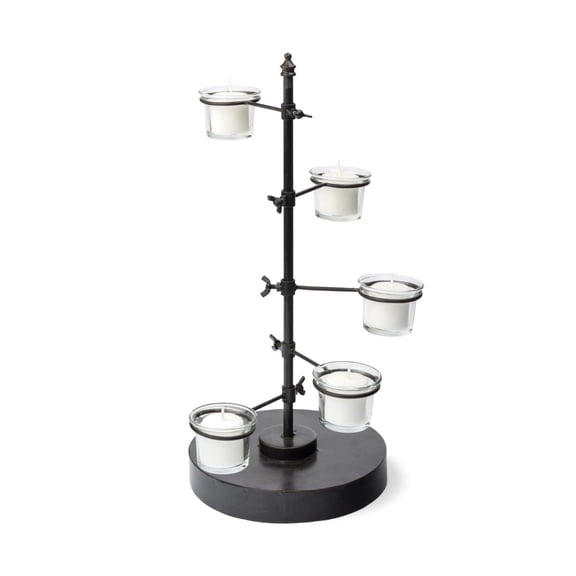Mercana Jaran Black Metal Five Armed Tealight Table Candle Holder
