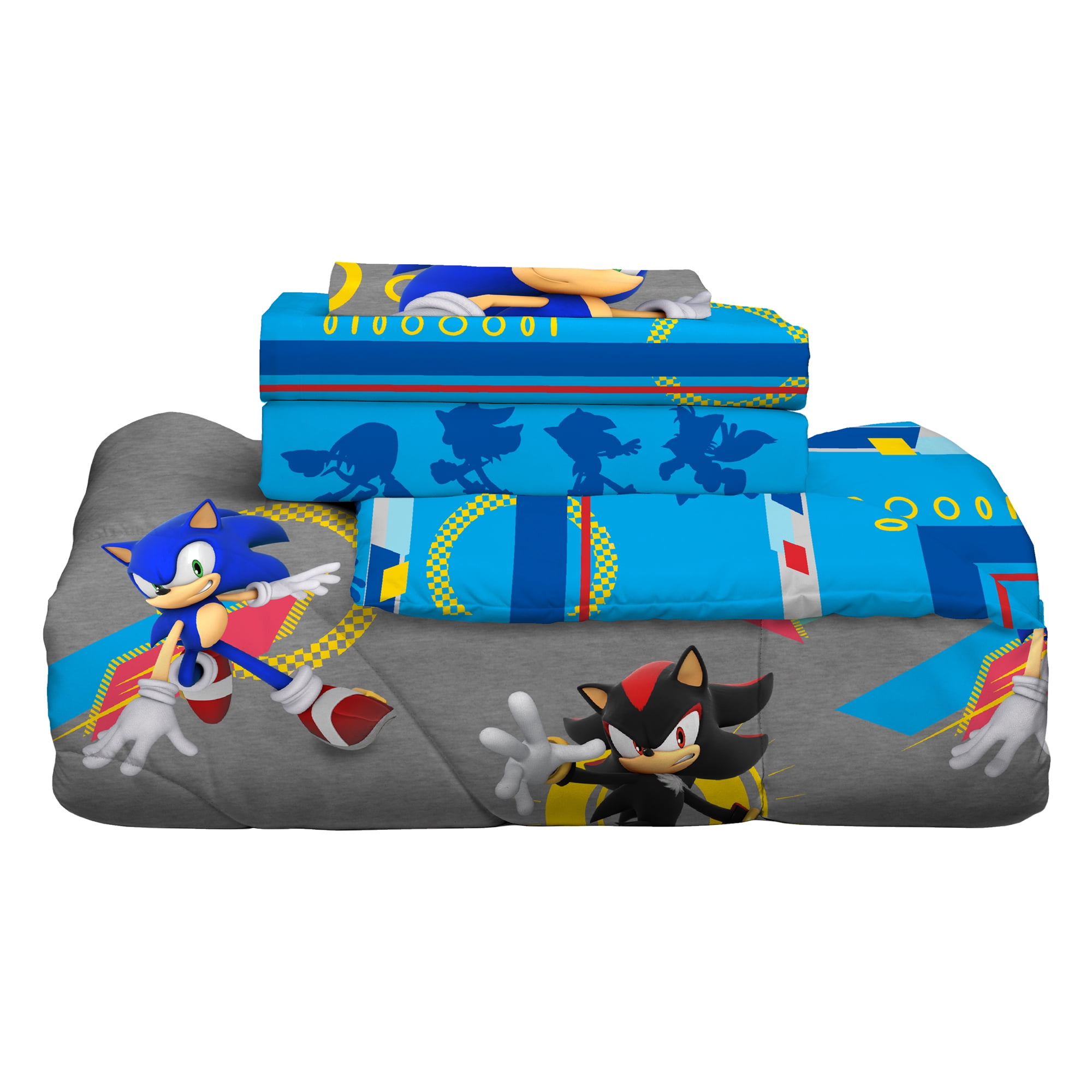 Sonic the Hedgehog Kids 5 Piece Reversible Comforter, Bed in a Bag, Twin