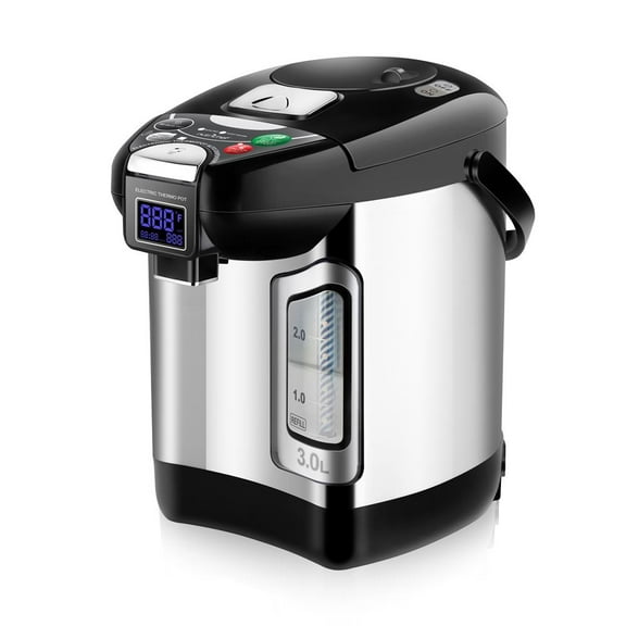 NutriChef Digital Water Boiler & Warmer - 3L/3.17 Qt Stainless Electric Hot Water Dispenser W/ LCD