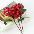 thumbnail image 6 of Meggemo 5 PCS Christmas Artificial Red Berry Stems with Green Leaves Decorative Picks for Tree Wreath Holiday, 6 of 7