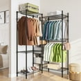 thumbnail image 3 of BELLEZE Dual Garment Rack with Hanging Rods, Adjustable Shelves and Fabric Drawers, Two Types of Assembly Formation Clothes Rack, Multi-Functional Walk In Closet for Bedroom, max load 748 LBS - Black, 3 of 7
