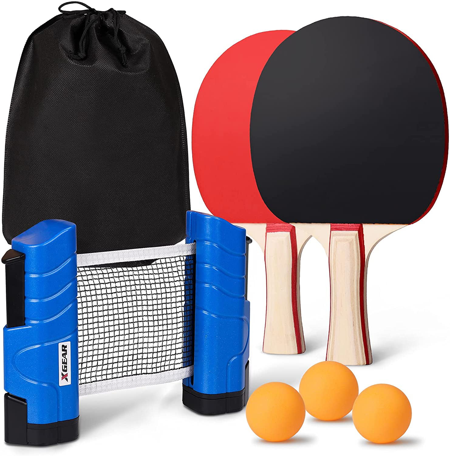 Professional Table Tennis Ping Pong Racket Paddle Bat+3pcs Balls Bag 1Set New 