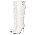 thumbnail image 5 of Women Leatherette Slouchy Pointy toe Calf High Mid Stiletto Heel Riding Boot BE53, 5 of 5