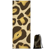 Gold and Brown Of Leopard Print Hot Yoga Mat Towel Non Slip for Hot Yoga - Quick-Drying Yoga Mat Cover with 4 Corner Pockets with Travel Bag - Hot Yoga Towel Non Slip 70"x26"
