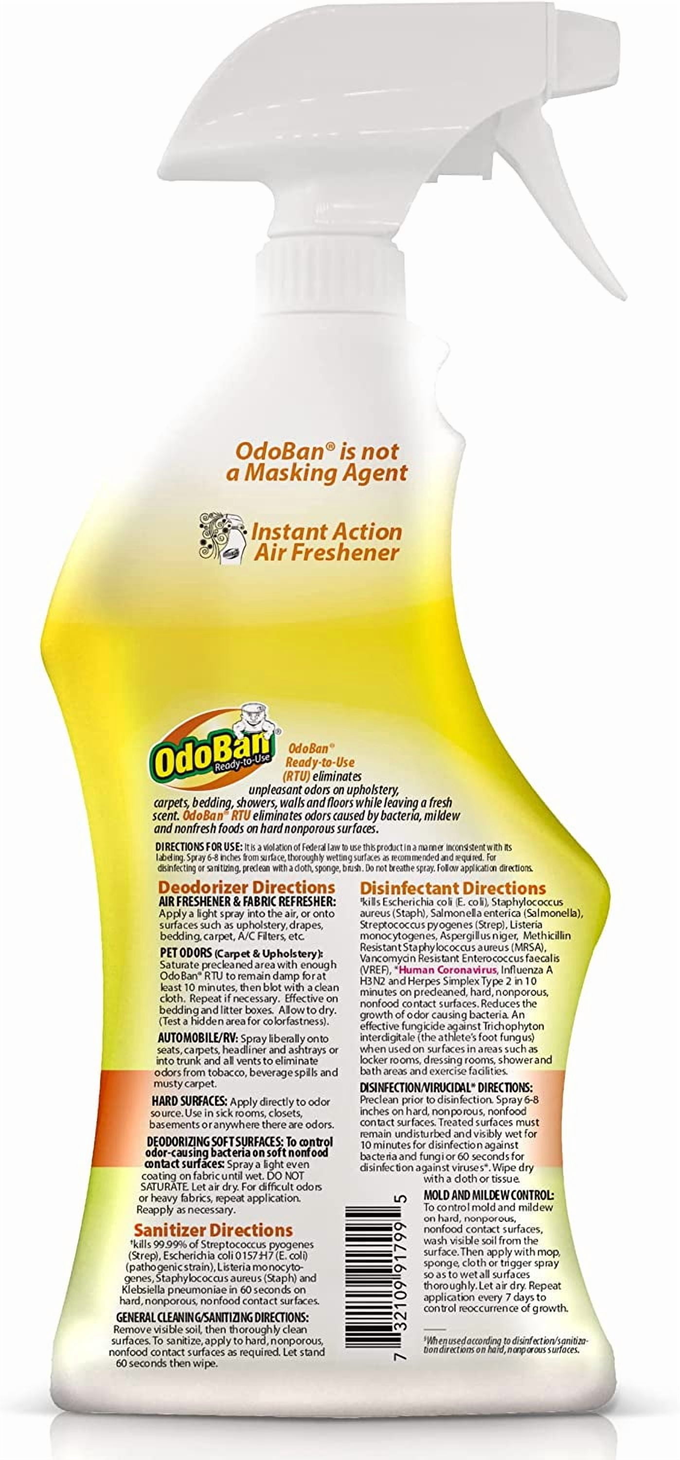 OdoBan Ready-to-Use Disinfectant and Odor Eliminator, 32 Ounce Spray Bottle, Citrus Scent