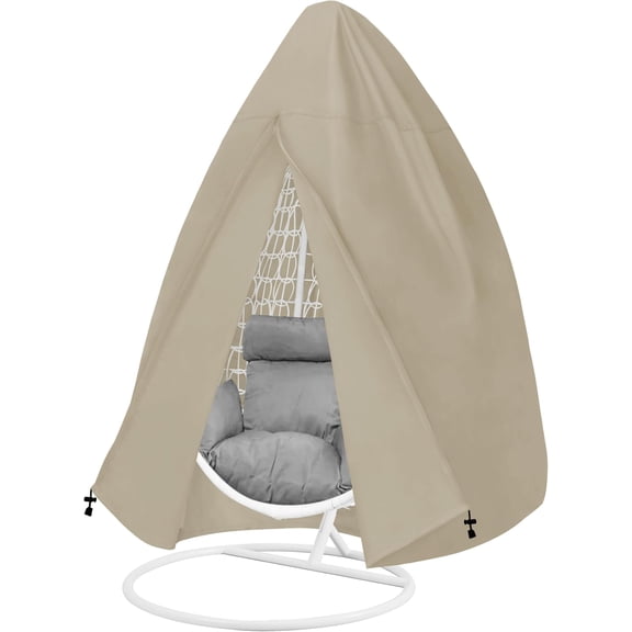 Patio Egg Chair Cover, Outdoor Single Seat Swing Chair Cover with Zipper, Camel