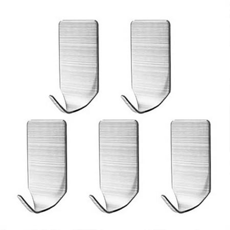 

Adhesive Hooks Hat Hooks Organizer for Wall Stainless Steel Ultra Strong Wall Rack Hooks for Hanging Hats Caps Keys Kitchen Utensils- Kitchen Bathroom Cabinet-5 Packs