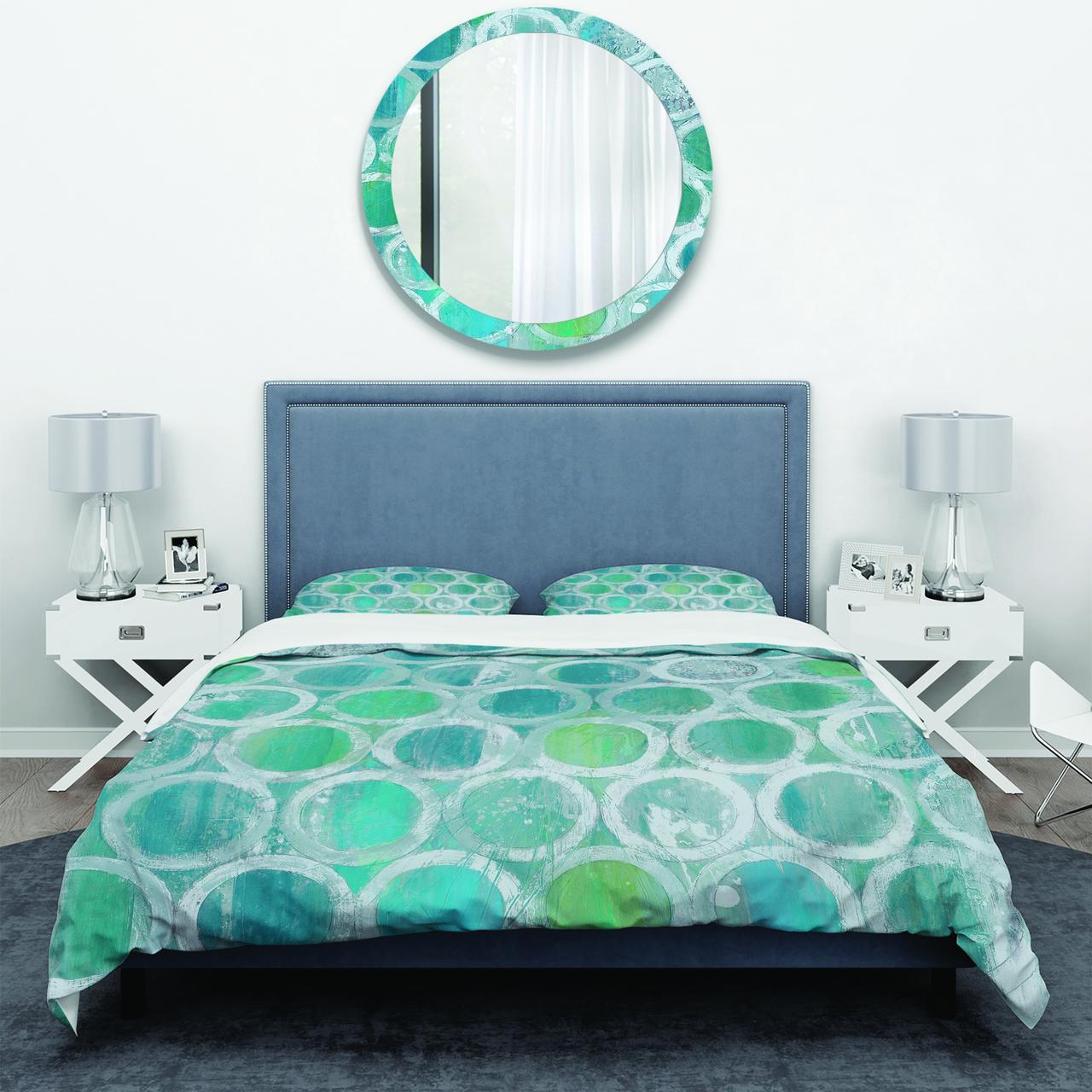 Designart 'Natural Blue Circle' Geometric Duvet Cover Set