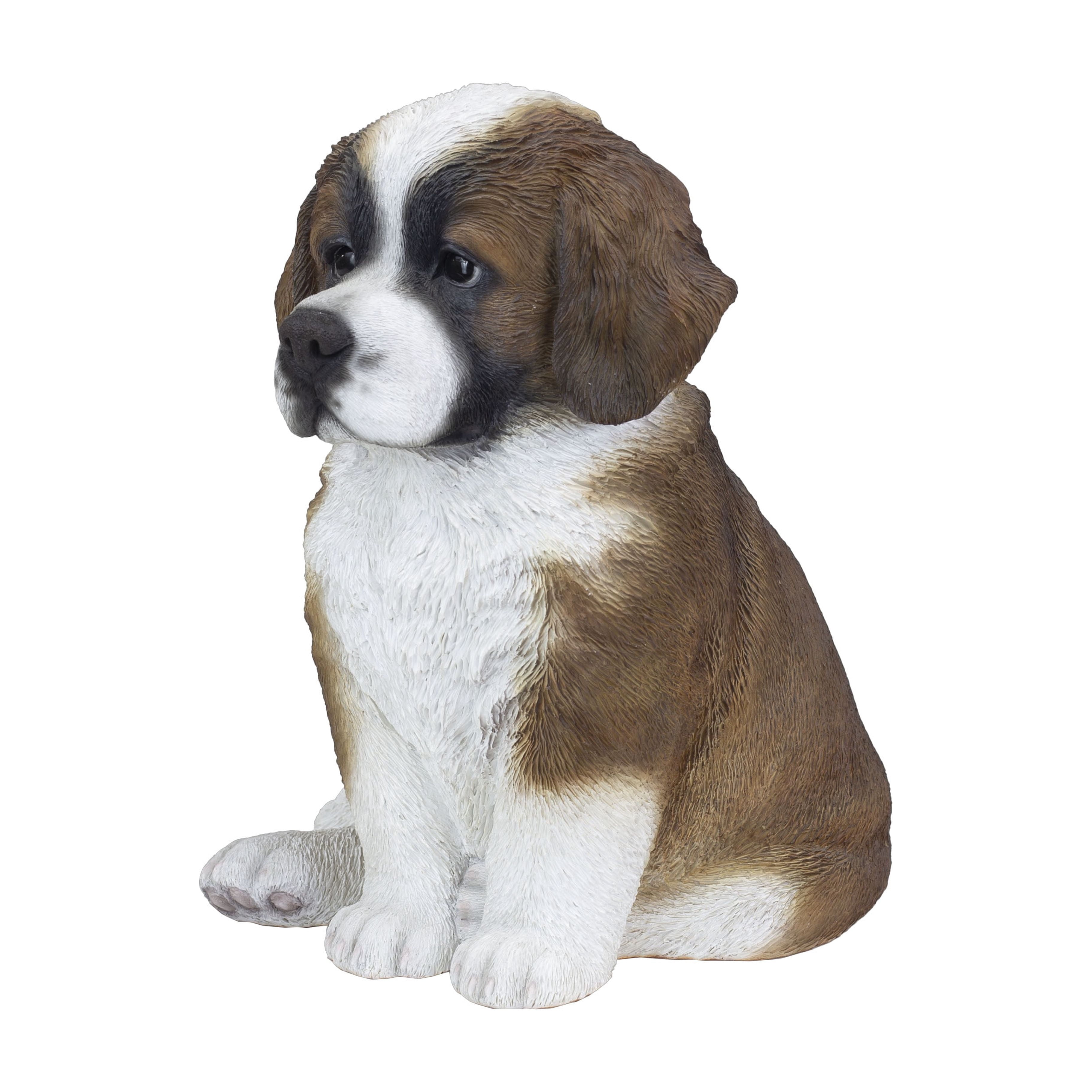 SOREAL White & Brown Saint Bernard | Handpainted Decorative Puppy Statue for Home & Garden Decor | Premium Polyresin Dog Statue | Gift for Dog Lovers | Weather-Resistant Indoor/Outdoor Decor