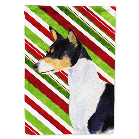 Basenji Candy Cane Holiday Christmas Flag Canvas House Size