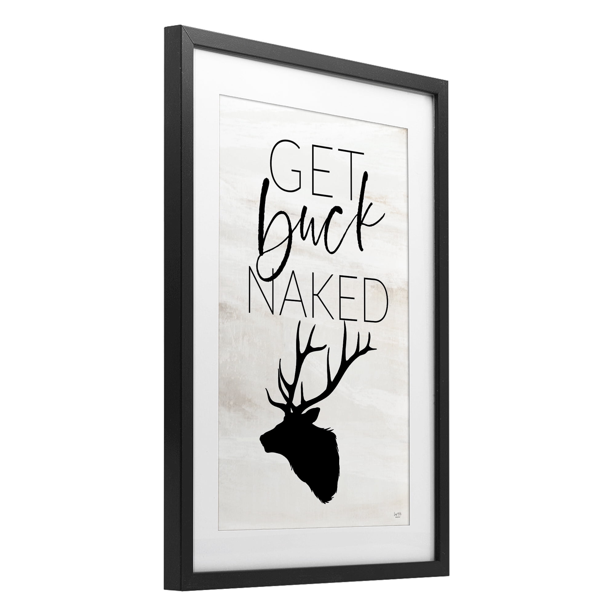 Stupell Industries Get Buck Naked Black Framed Print Under Glass, design by Lux + Me Designs