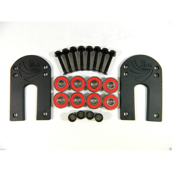 PARIS Longboard Risers 1/8' RISERS BLACK Riser Pads W/ ABEC 7 BEARINGS 1.25 HARDWARE