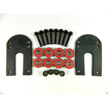 Abec 7 Ball Bearings PARIS Longboard Risers 1/8' RISERS BLACK Riser Pads W/ ABEC 7 BEARINGS 1.25 HARDWARE ()