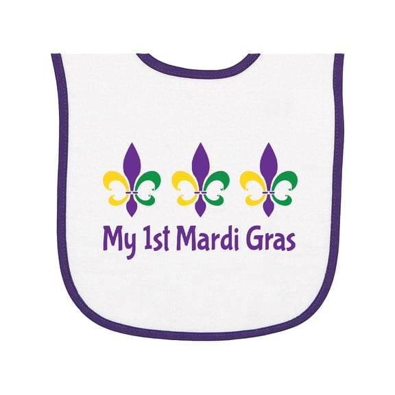 Inktastic My 1st Mardi Gras Fleur De Lis Baby Terry Cloth Bib