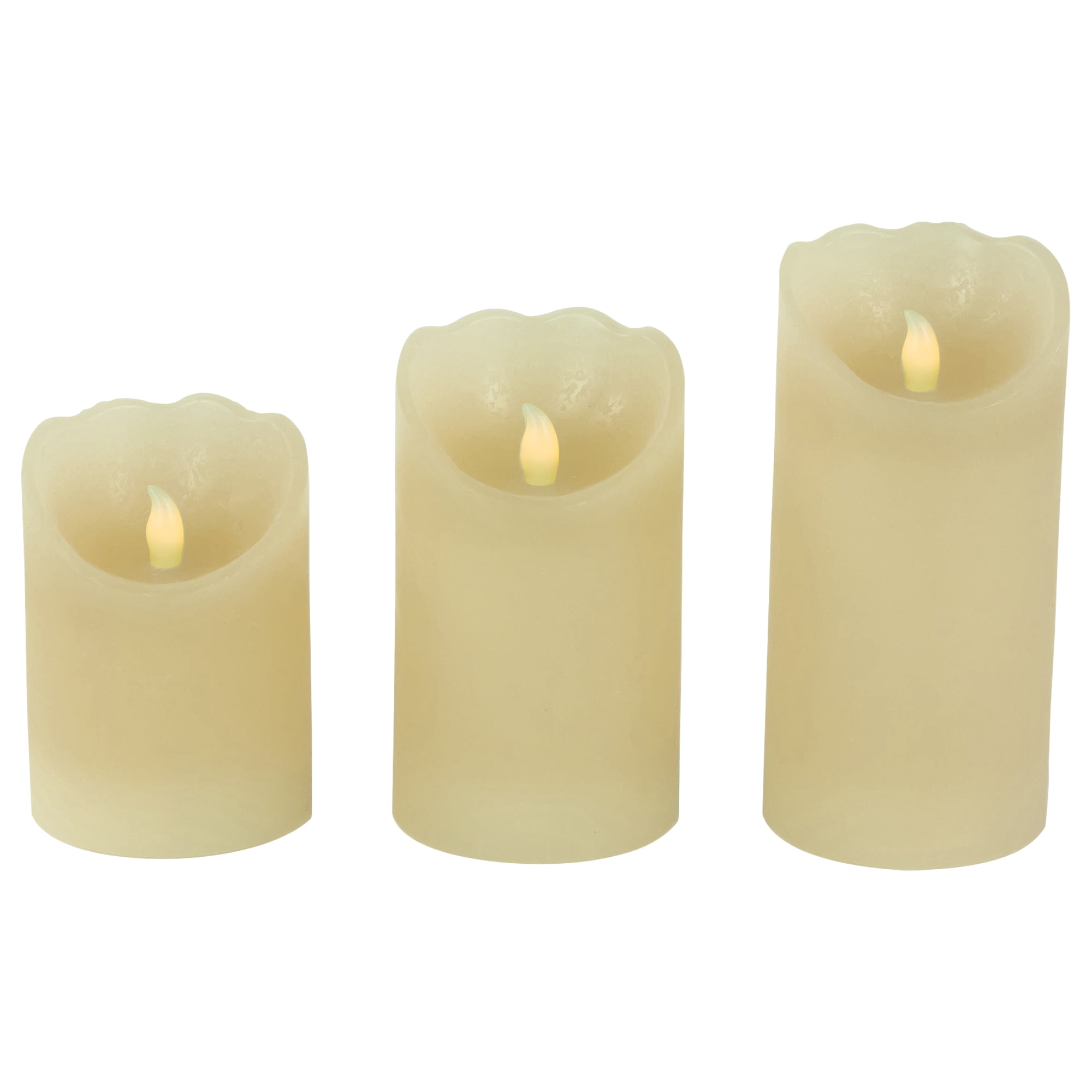 Northlight LED Operated Flameless Pillar Candles - 6" - Cream - Set of 3