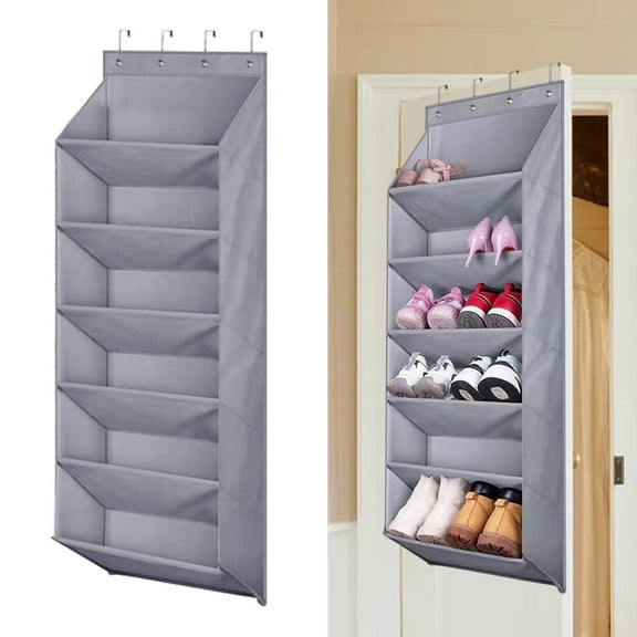 Deep Pockets Door Shoe Rack Hanging Shoe Rack for Closet Saving Shoe Holder for Narrow Door for Hats Toys Crafts 16 Pair Shoes