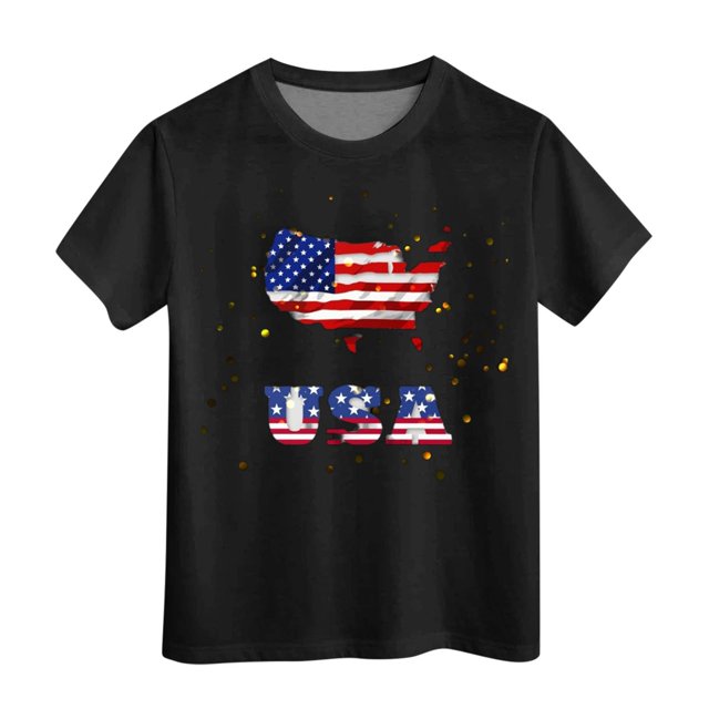 TZEWGL Tops For Newborn Short Sleeved Independence Day Printed Crewneck Blouse For Newborns size 3-4T