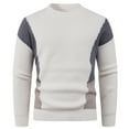 thumbnail image 2 of safuny Men's Color Block Sweater Casual Crew Neck Long Sleeve Knitted Pullover Beige XXXL, 2 of 6