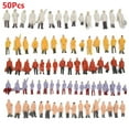 thumbnail image 1 of MYG 50Pcs Painted Figures Model Trains Layout HO Scale 1:87 Model Peopl Passenger, 1 of 9