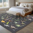 thumbnail image 4 of Grey Dinosaur Area Rugs 6'x9', Washable Small Throw Rugs for Kitchen Dining room, Vintage Letters Farm Animals Indoor Outdoor Rug Non-Slip Low Pile Carpet Runner Reversible Floor Mats, 4 of 8